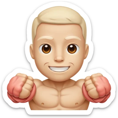 cute face with outer layer of skin removed, showing simplified muscles and tissue, friendly and non-scary sticker