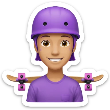 skater with skateboard and purple helmet sticker