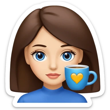 Memoji piel morena ojos cafés cabello largo color azul con esté 🖕🏻emoji sticker