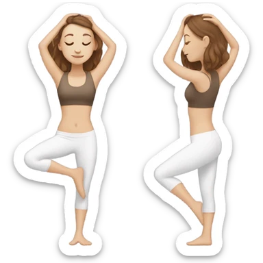White girl with brown hair doing yoga sticker