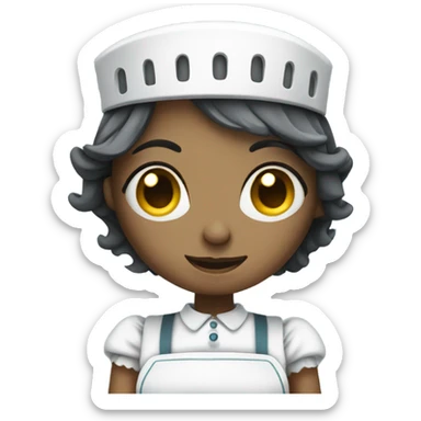 Robot wearing a maid apron sticker