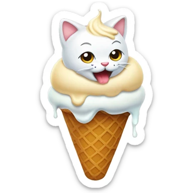 Cat pooping ice cream sticker