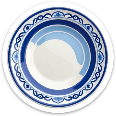Plate with blue decorative outline  sticker