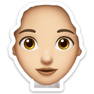 white girl, brown hair, dark brown eyes, thin lips, mole on the cheek sticker