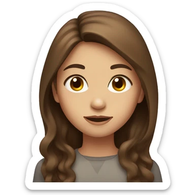 A Girl with Brown middle long hair and grenish brown eyes  sticker