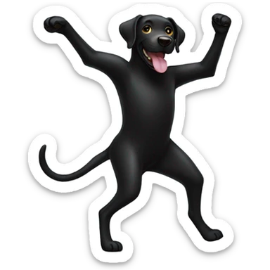 Black labrador retriever dog dancing. sticker