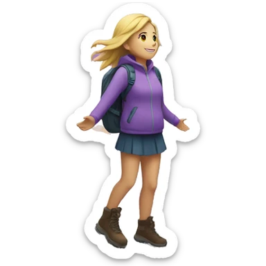 girl on a top of mountain and reaching star sticker