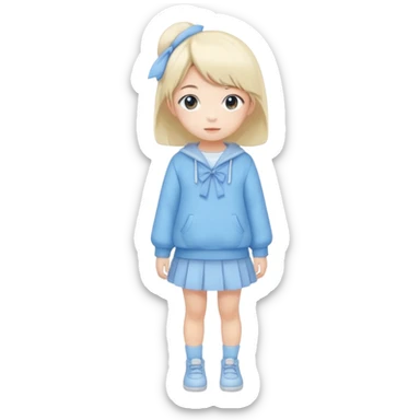 Kawaii girl Japanese full body blue pastel sticker