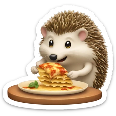 Hedgehog eating a lasagna  sticker