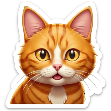 Cinematic Comical Ginger Tabby Cat Portrait Emoji, Head tilted dramatically with an exaggeratedly shocked or offended expression, sleek orange-brown fur with bold tabby stripes, wide amber eyes filled with exaggerated disbelief, Simplified yet hilariously expressive features, highly detailed, glowing with a slightly sassy glow, high shine, dramatic yet playful, stylized with an air of attitude, bright and endearing, soft glowing outline, capturing the essence of a sassy and over-the-top feline, so meme-worthy it feels like it could side-eye its way into internet fame instantly! sticker