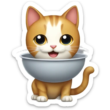 Cat carrying a food bowl sticker