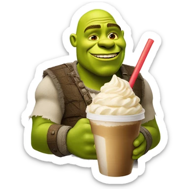 shrek with a frappuccino late sticker