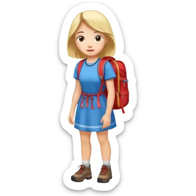 girl with a backpack hiking in a dress sticker