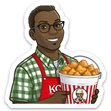african american man holding kfc sticker