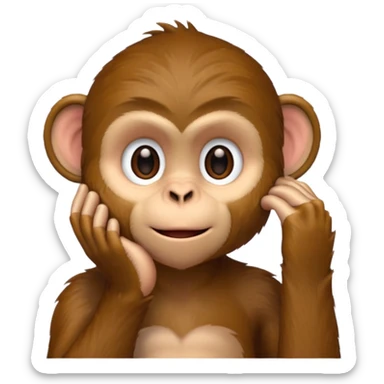 monkey listening hand on ear sticker