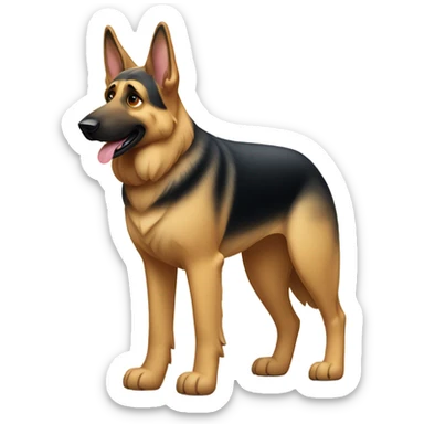 German shepherd dog that weighs 90 pounds and wearing an American flag collar and is a good boy sticker