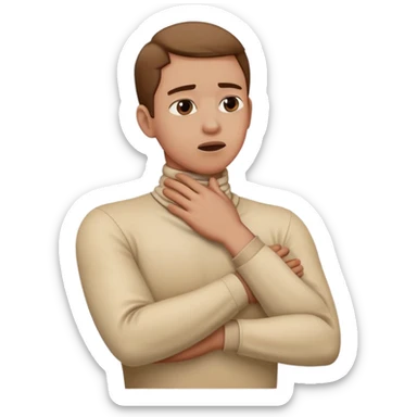 Person holding their neck arms crossed choking  sticker