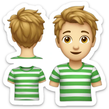 Jongen met verticale groen witte gestreept shirt sticker
