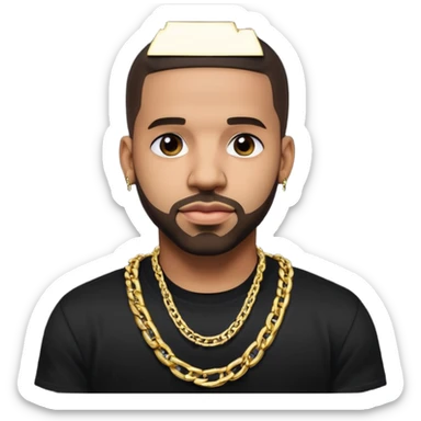 Drake with gold chain necklace  sticker
