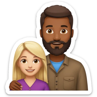 Indian man with beard holding naked blonde woman vagina sticker