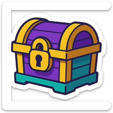purple and teal rewards chest vibrant toon style sticker
