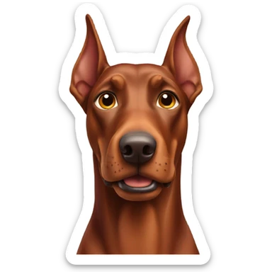 Red Doberman without cropped ears face facing front happy expression  sticker