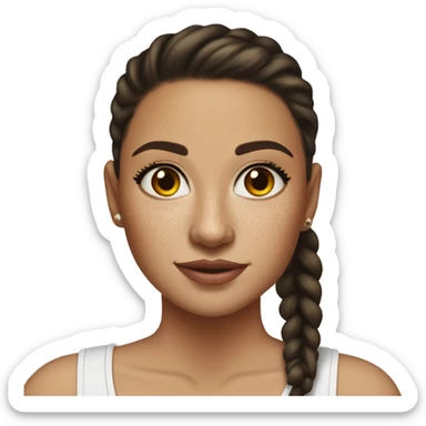 light colored freckles short girl. plus size brunette pony tail Latina skinny ankles sticker