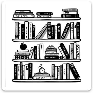 A bookshelf filled with various books sticker