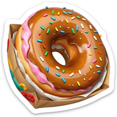 donut in paper bag sticker