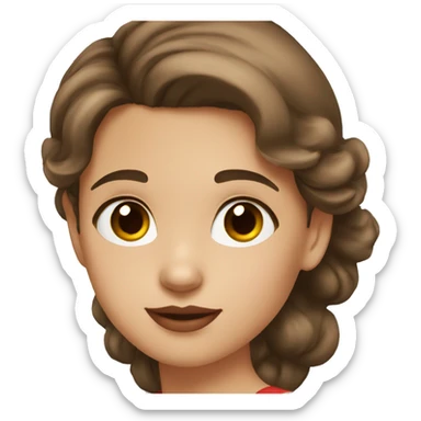 Young girl with brown hair, brown eyes and red lips sticker