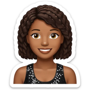 Tank, R&B Singer with dark brown hair, black sequin outfit sticker