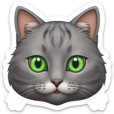 a gray cat with eyes on its FOREHEAD sticker