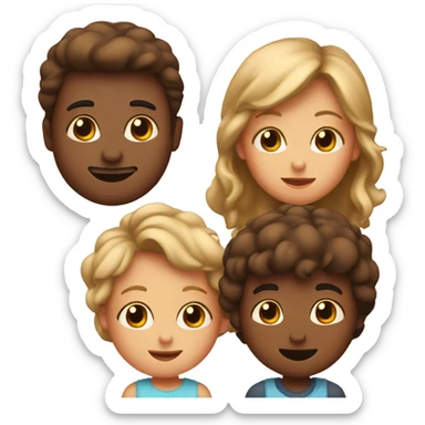 2 boys and a girl and mom and dad  sticker