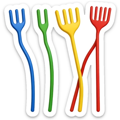 A red stickfigure, a blue stickfigure, a yellow stickfigure, and a green stickfigure  sticker