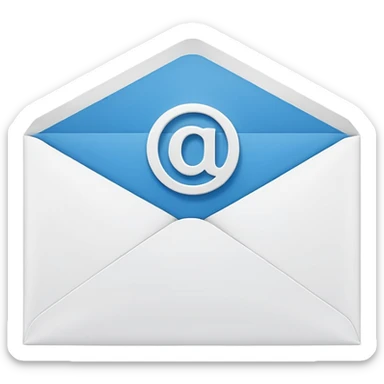 Emoji-style illustration of an envelope with a small info ‘i’ symbol on it, representing ‘Contact Us’. Bright, modern, minimal style sticker
