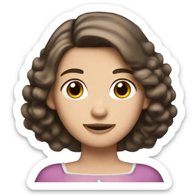 dark hair and eyes white skin princess with tiara and brown bob sticker