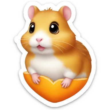Hamster duck orange heart sticker