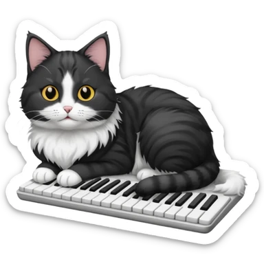black and white cat laying on keyboard sticker