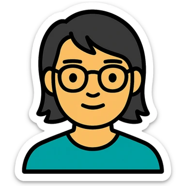 Make the male Asian character have longer hair, keep glasses, and maintain the current style with a transparent background. sticker