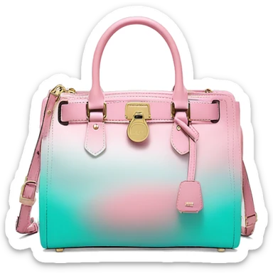 Realistic isolated pastel pink to tiffany blue ombre Michael Kors satchel purse.  sticker