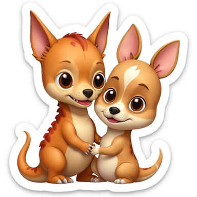 A trex and chihuahua love sticker
