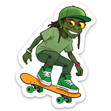 Half pipe with lil Wayne skating  sticker