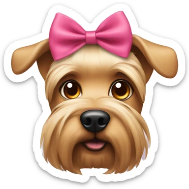 yorkshire dog using a cute bow in his head sticker