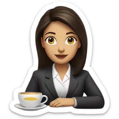 Brunette lawyer Cristiane Mello with honey eyes having a coffee”. sticker