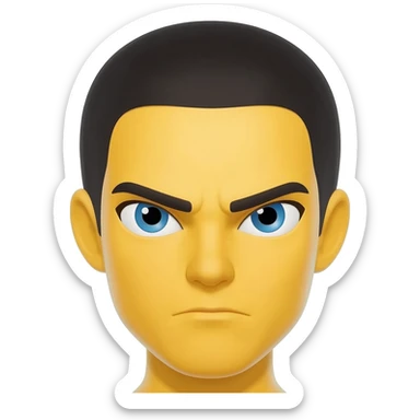 Yellow emoji cute stern face sticker