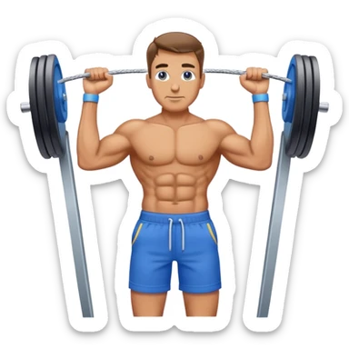 standing fit man with blue shorts cable-machine exercise sticker