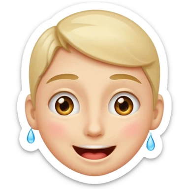 excited and teary-eyed expression, strong emotions, eyes sparkling with tears, smiling mouth, flushed cheeks, full of anticipation and excitement sticker