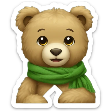 Teddy bear in a green scarf sticker
