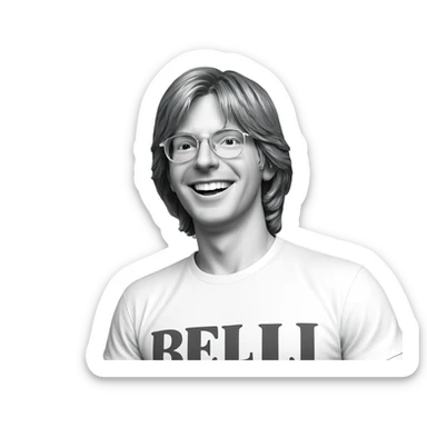 smiling boy in monochrome shirt sticker