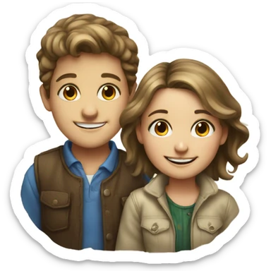 smiling girl and boy portrait sticker
